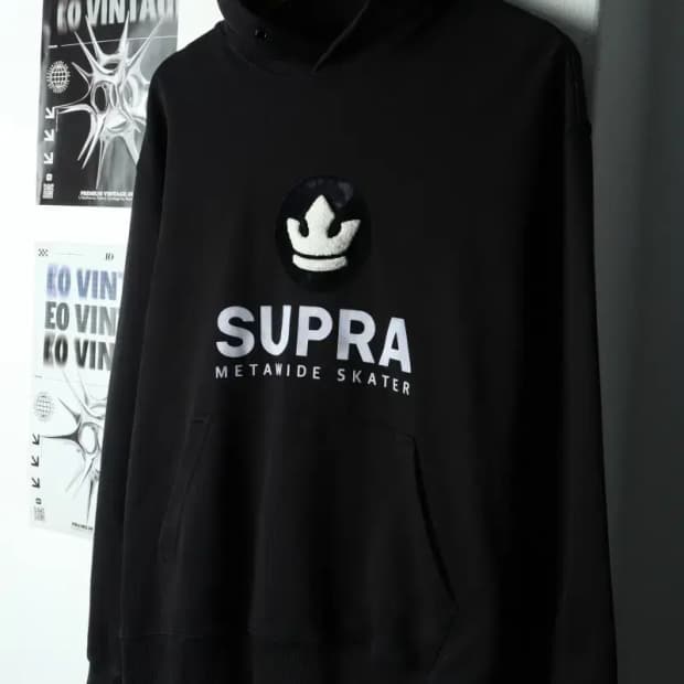 (M-L) 수프라 후드티셔츠 빅로고 블랙 올드스쿨-16876