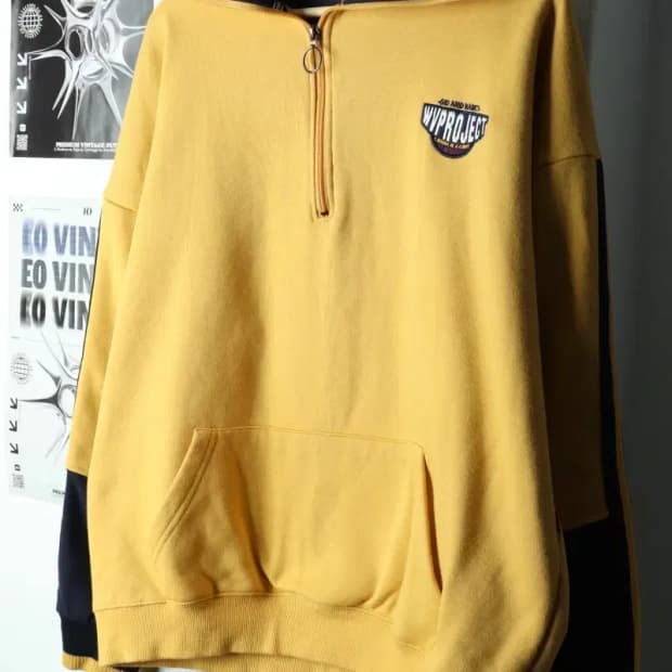 (L-XL) 맨투맨 티셔츠 반집업 머스타드 올드스쿨-1687E