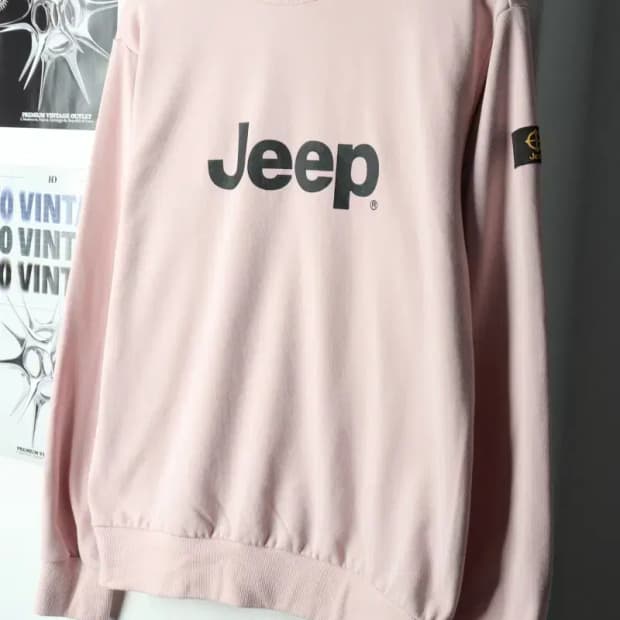 (M) 지프 맨투맨 티셔츠 빅로고 딸기우유 핑크-1687F