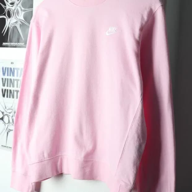 (M-L) 나이키 맨투맨 티셔츠 크루넥 딸기우유 핑크-16880