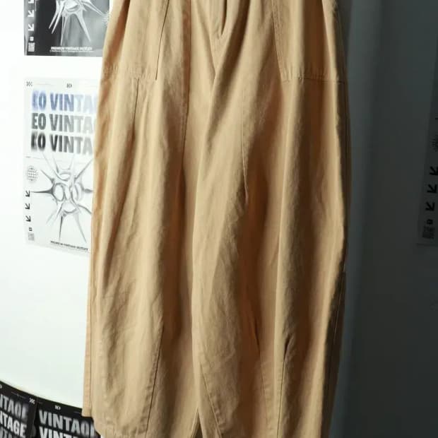 (XL) 프리즘웍스 면바지 팬츠 와이드 베이지 밴딩 아메카지-2377