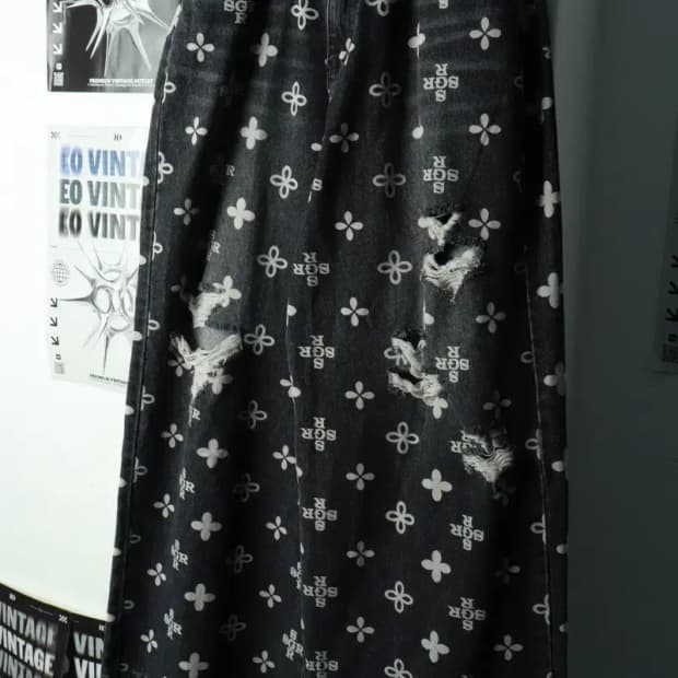 (M-L) 써저리 청바지 데님 대장급 패턴 흑청 스트릿 희귀-237D