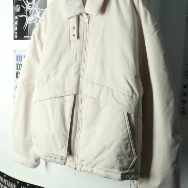 W(L-XL) 코드그라피 패딩 점퍼자켓 무스탕 아이보리 폴리-168F8