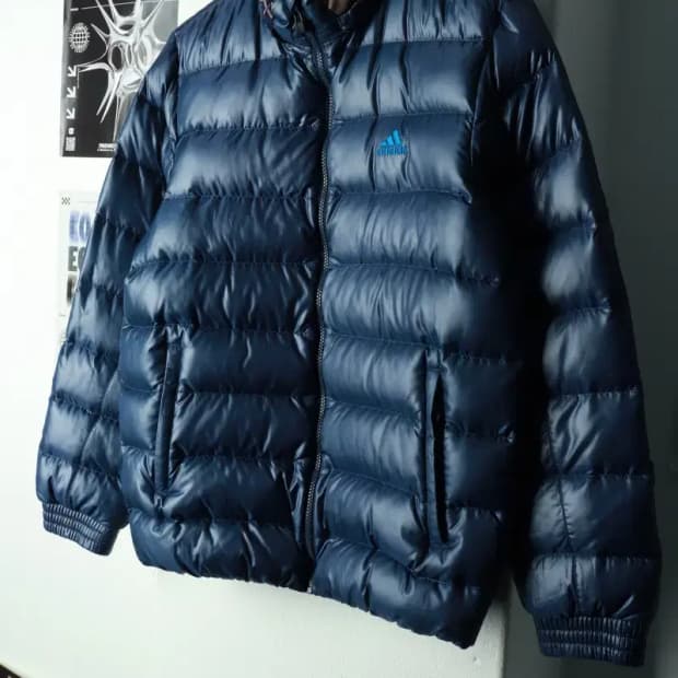 (M) 아디다스 패딩 점퍼자켓 커스텀 경량 구스다운 블루-16901