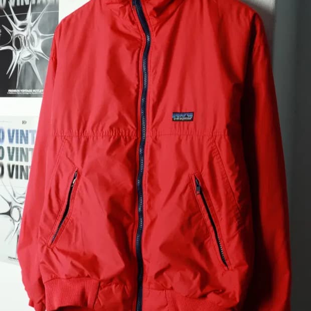 (S-M) 파타고니아 패딩 점퍼자켓 80년대 봄버 레드 기모-16908