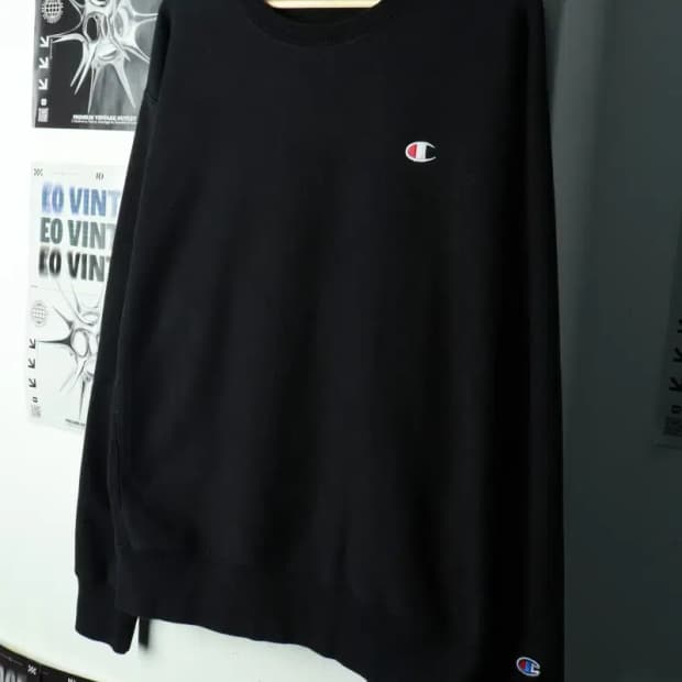 (3XL) 챔피온 맨투맨 티셔츠 빅사이즈 리버스위브 블랙 기모-16924