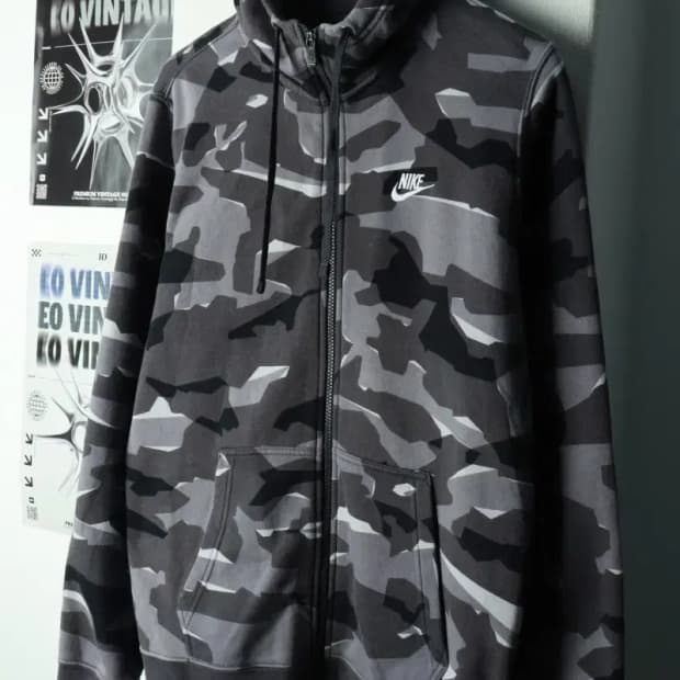 (L) 나이키 후드집업 카모 그레이 기모-16928