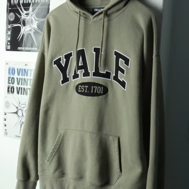 (XL-2XL) 예일 후드티셔츠 루즈핏 빅로고 그린-1692E