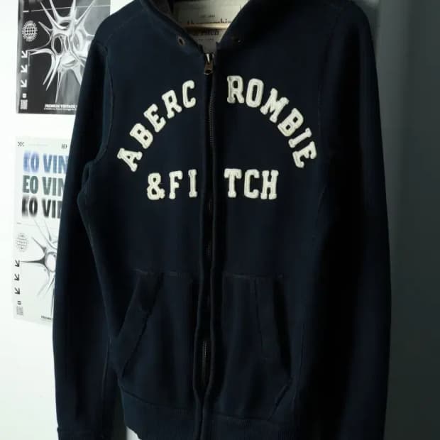 (M-L) 아베크롬비 후드집업 트렌드 빅로고 Y2K 네이비-1692F