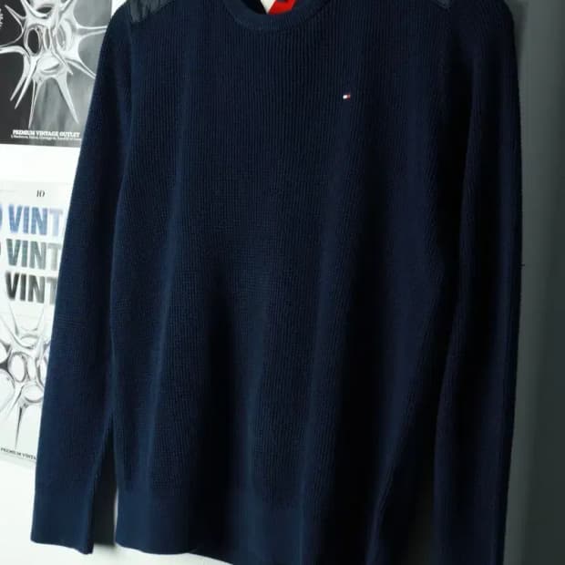 W(M) 타미힐피거 니트 와플 네이비-16935