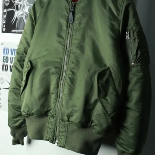 (S-M) 알파인더스트리 집업 바람막이 점퍼자켓 카키 항공-16936