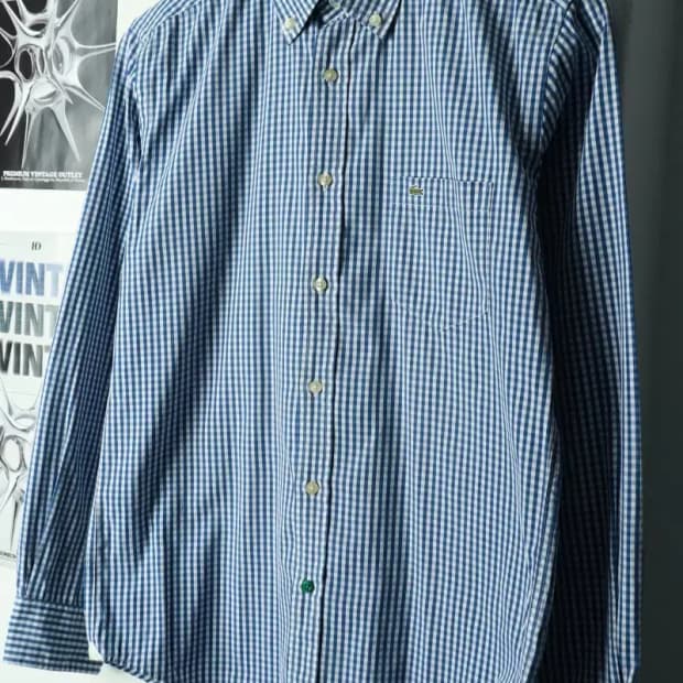 W(M) 라코스테 셔츠 남방 체크 블루 아메카지-16982