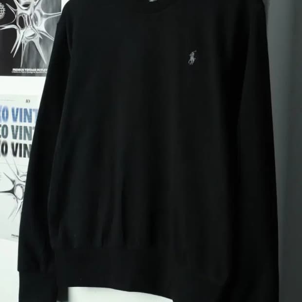 (S-M) 폴로 랄프로렌 맨투맨 티셔츠 블랙 포니 레이온-16988