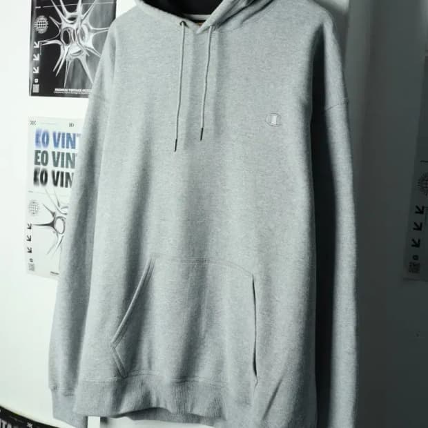 (4XL) 챔피온 후드티셔츠 빅사이즈 그레이 기모 올드스쿨-1698A