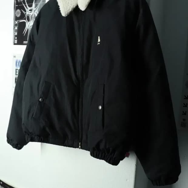 (S-M) 예일 패딩 점퍼자켓 세미크롭 블랙 퍼 쉐르파 블루종-1698D