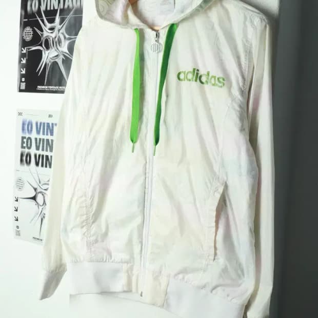 W(L) 아디다스 집업 바람막이 점퍼자켓 화이트 올드스쿨-169A3