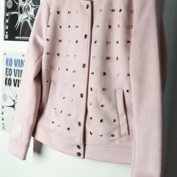 W(M) 자라 집업 바람막이 점퍼자켓 스웨이드 핑크 딸기우유-169A5