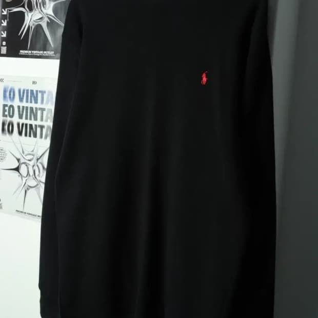 (XL-2XL) 폴로 랄프로렌 긴팔티셔츠 와플 블랙 레드포니-169B6