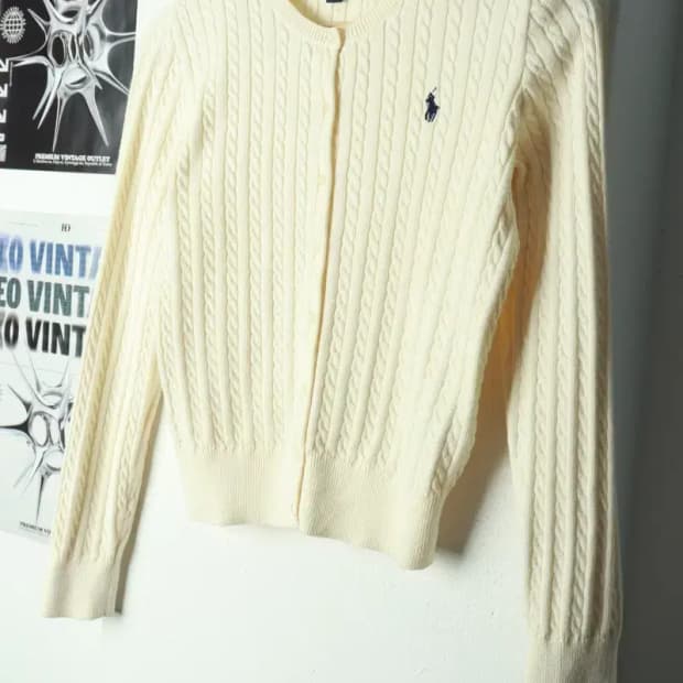 W(XS) 폴로 랄프로렌 니트 가디건 걸즈 케이블 꽈배기-169C8