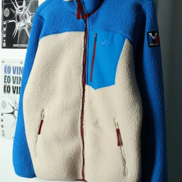 (M-L) 밀레 집업 바람막이 점퍼자켓 후리스 플리스 연블루-16A26