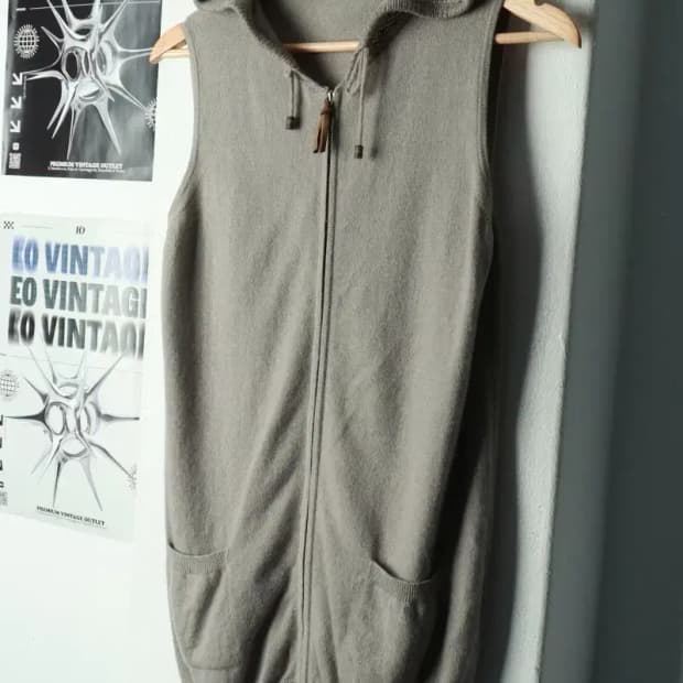 W(S) 파비아나 필리피 니트 가디건 민소매 후드집업 그레이-16A30