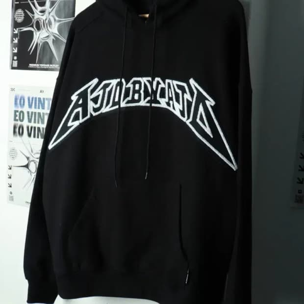 (F) 아조바이아조 후드티셔츠 빅로고 풀오버 블랙 올드스쿨-16A45