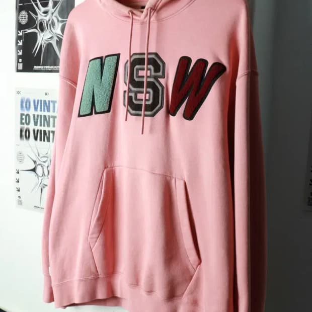 (XL-2XL) 나이키 후드티셔츠 자수 NSW 기모 핑크-16A46