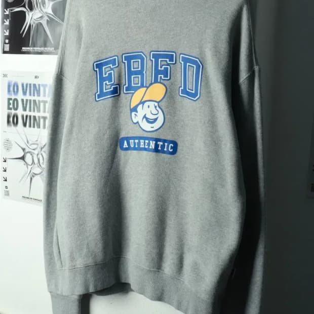 (L-XL) 이벳필드 맨투맨 티셔츠 루즈핏 빅로고 그레이-169F1