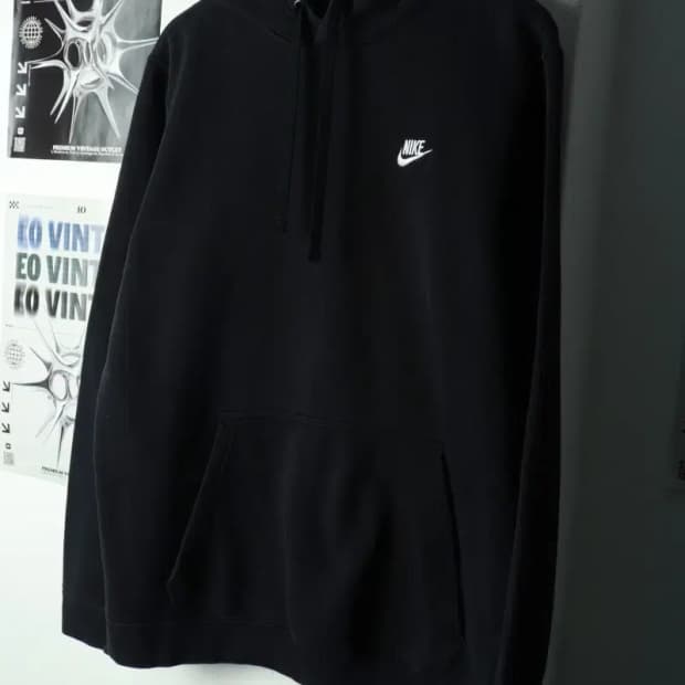 (L-XL) 나이키 후드티셔츠 블랙 기모 올드스쿨-169FE