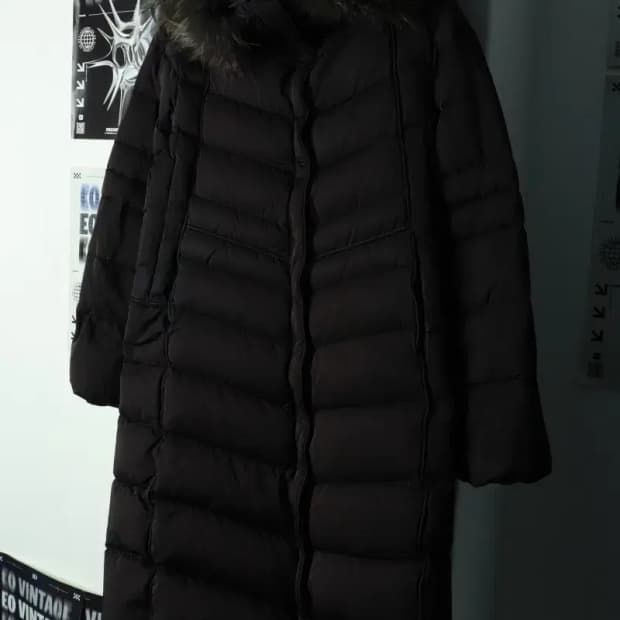 W(S-M) 시스템 패딩 점퍼자켓 한섬 구스다운 블랙 롱-16A12