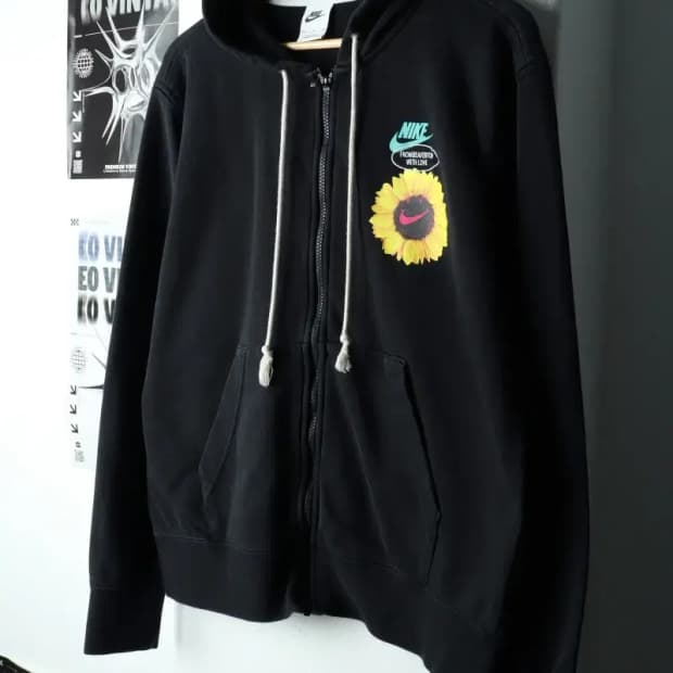 (XL-2XL) 나이키 후드집업 해바라기 블랙 올드스쿨-166DA