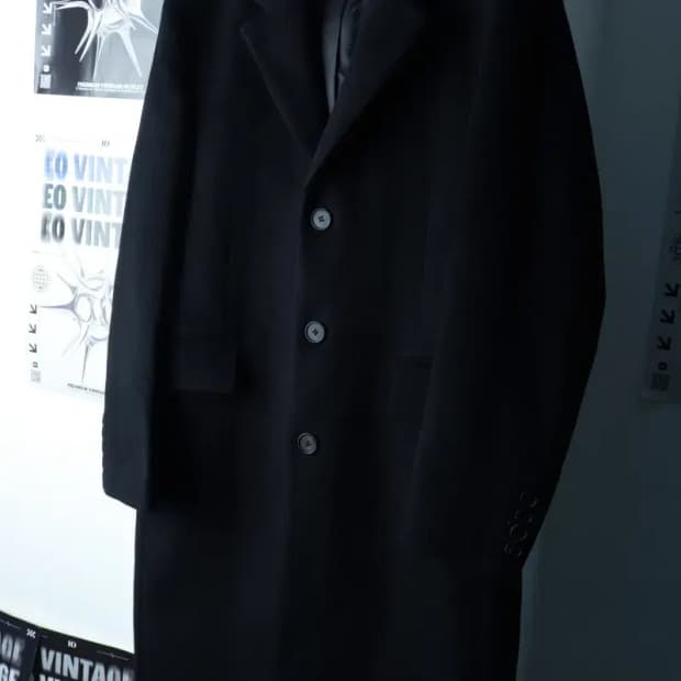 (M-L) 무신사 스탠다드 코트자켓 싱글 캐시미어 블랙-16A84