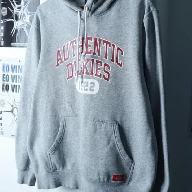 (XL) 디키즈 후드티셔츠 Y2K 희귀 대장 기모 그레이-16A8D