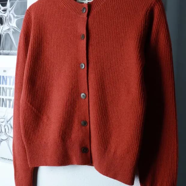 W(S-M) 유니클로 맨투맨 티셔츠 꼼뜨와데꼬또니에 주황 울-16A9E