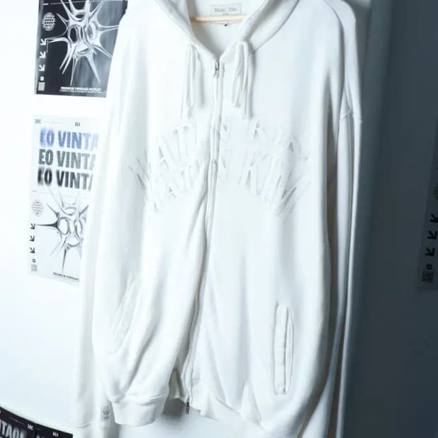 (L-XL) 마뗑킴 후드집업 루즈핏 빅로고 화이트-16B07