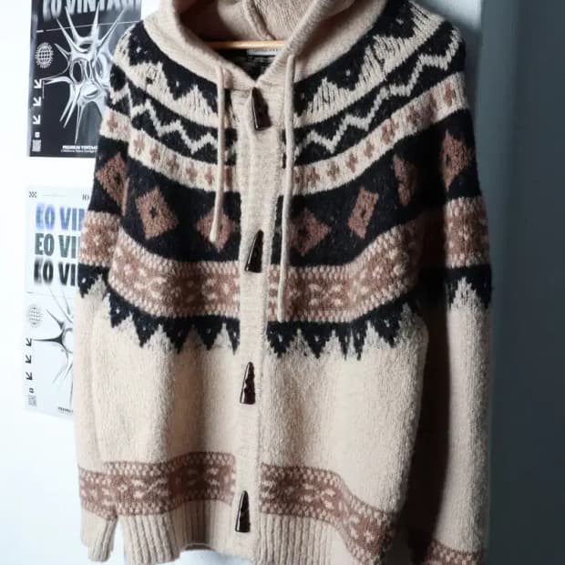 (S-M) 라퍼지스토어 니트 가디건 후드 코위찬 헤비울-16B10