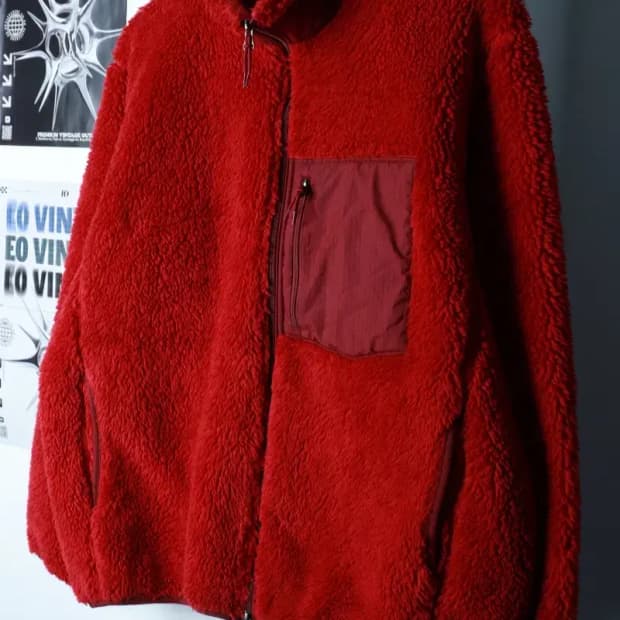 (XL-2XL) 유니클로 집업 바람막이 점퍼자켓 후리스 레드-16B12