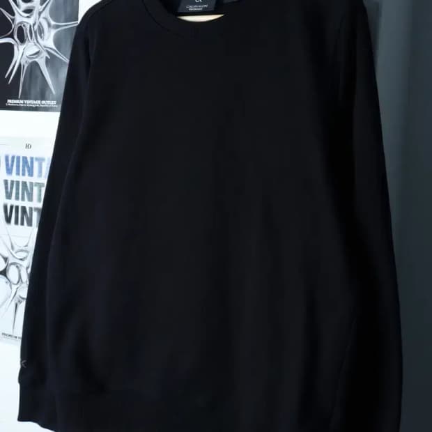 (L-XL) 캘빈클라인 맨투맨 티셔츠 무지 블랙 스트릿-16B19