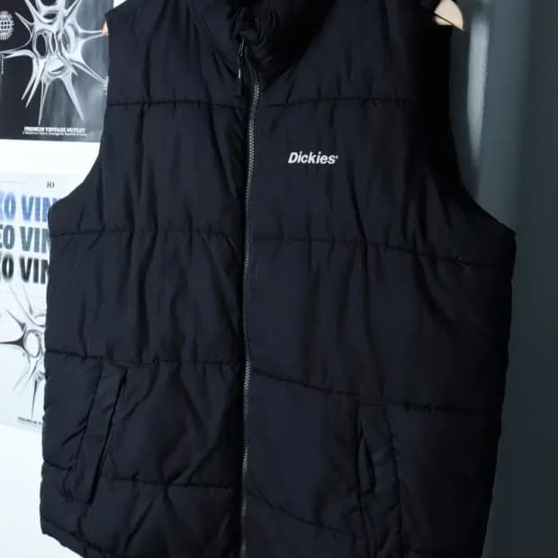 (L-XL) 디키즈 패딩 점퍼자켓 조끼 블랙 올드스쿨-16B1F