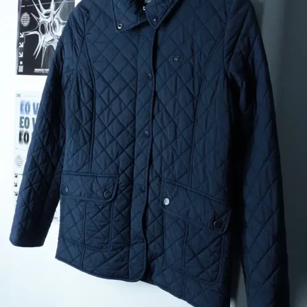 W(L) 라코스테 패딩 점퍼자켓 사파리 퀄팅 네이비-16B21