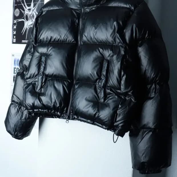 W(XS) 라퍼지스토어 패딩 점퍼자켓 무광 크롭 블랙 발열-16B26