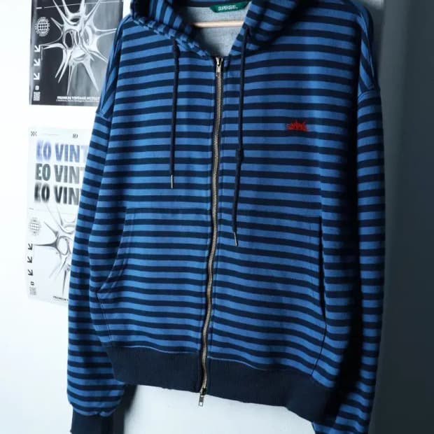 (M-L) 슈퍼서브 후드집업 스트라이프 블루 그런지-16B8F