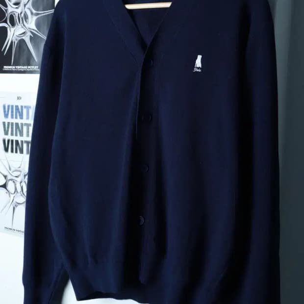 (M-L) 예일 니트 가디건 스몰로고 네이비-16B92