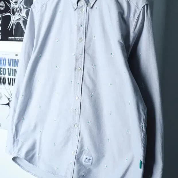 (M-L) 엠엠엘지 셔츠 남방 패턴 옥스포드 그레이-16BA0