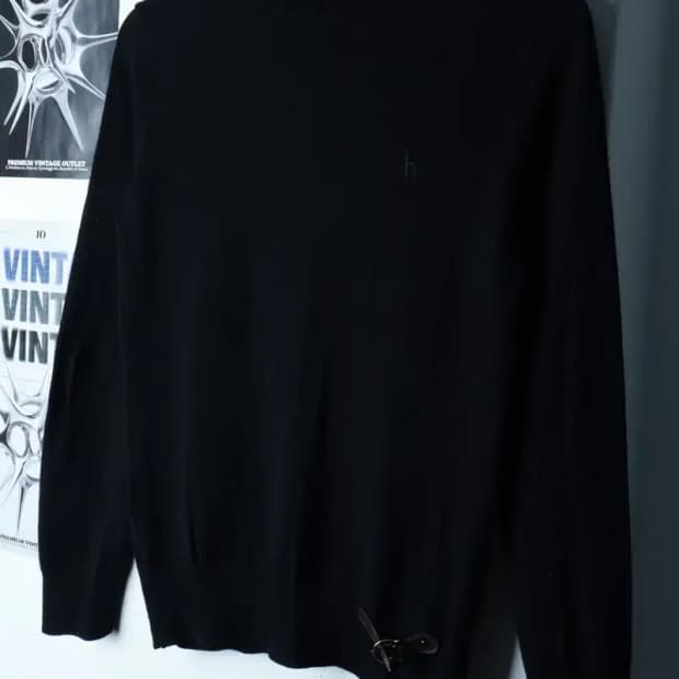 W(M) 헤지스 니트 목폴라 블랙 울 유니크-16BD2