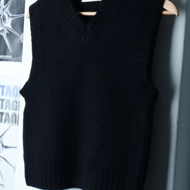 (M-L) 앤더슨벨 니트 조끼 블랙 헤비울-16BD3