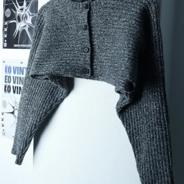 W(F) 다이애그널 니트 가디건 크롭 레이어드 오레오 유니크-16BD4