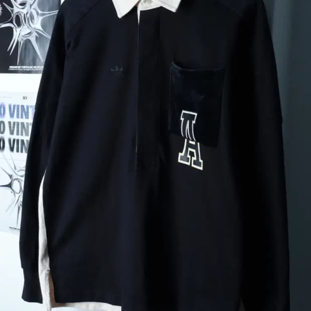 (S-M) 아디다스 카라 긴팔티셔츠 안티 유니버시티 럭비-16BE4