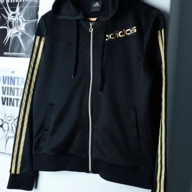 W(L) 아디다스 후드집업 져지 기능성 블랙 금장-16BF3