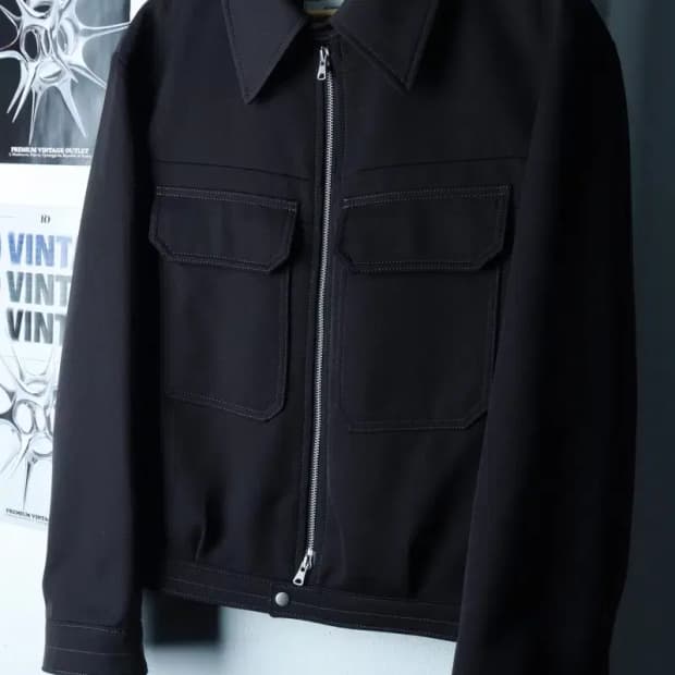 (S-M) 비슬로우 집업 바람막이 점퍼자켓 블루종 차콜 울-16C1C